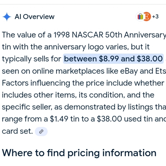 Nascar 50th Anniversary Vintage Metal Tin 1998 - Picture 5 of 16